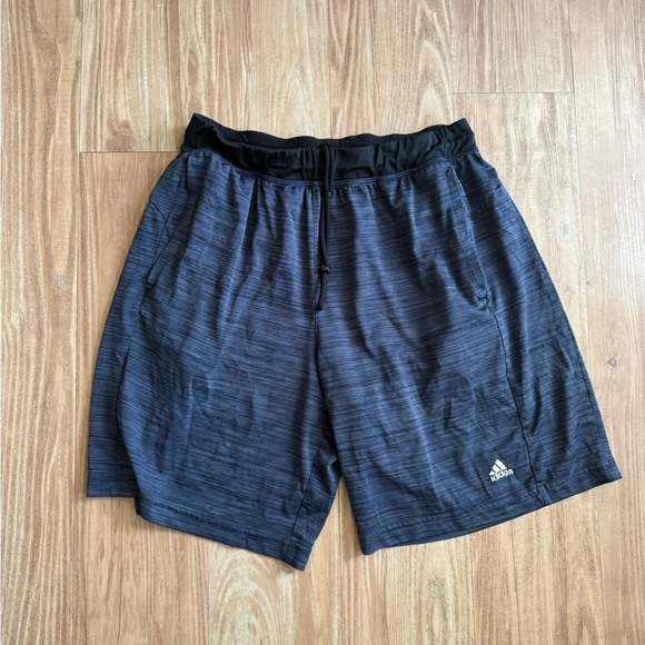 Adidas Men's Charcoal Gray/Blue Athletic Shorts - Picture 1 of 5